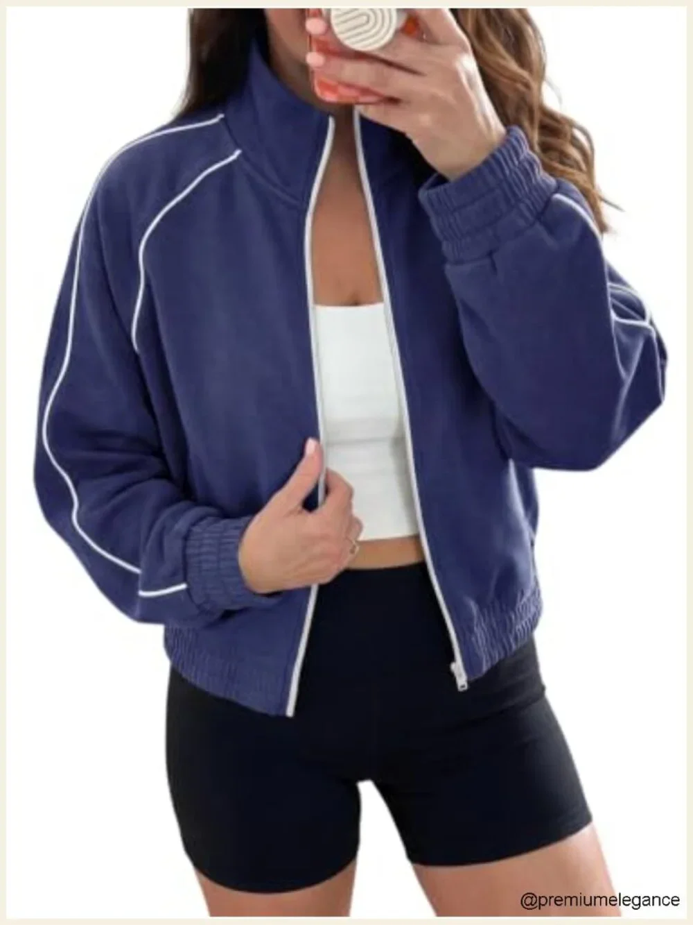 Full Zip Stand Collar Workout Track Jacket with Pockets