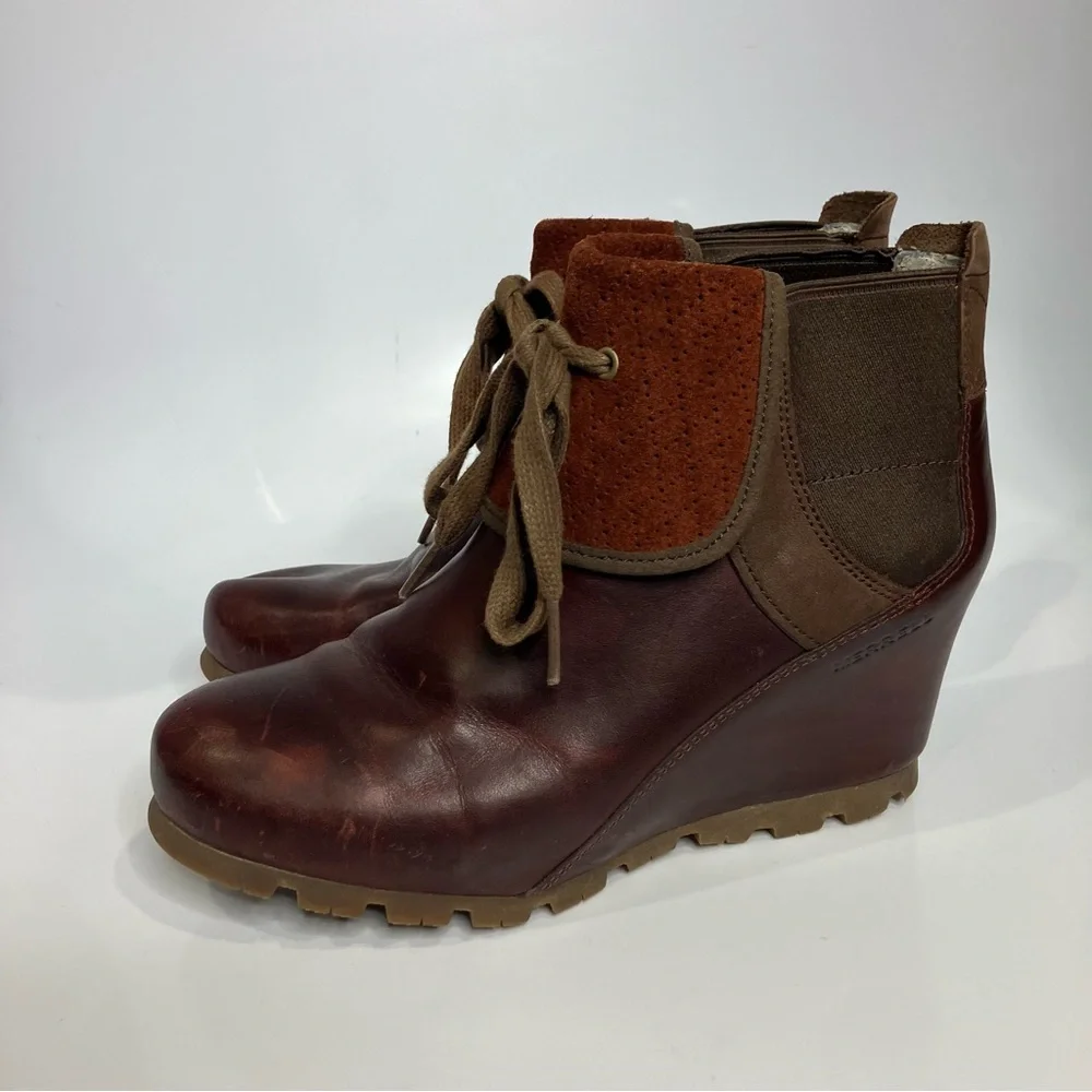 Merrell wedgetarian cinnamon smooth leather ankle boots women’s size 7‎ casual