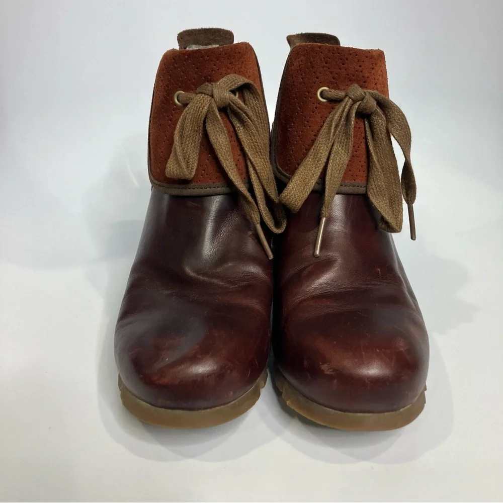 Merrell wedgetarian cinnamon smooth leather ankle boots women’s size 7‎ casual
