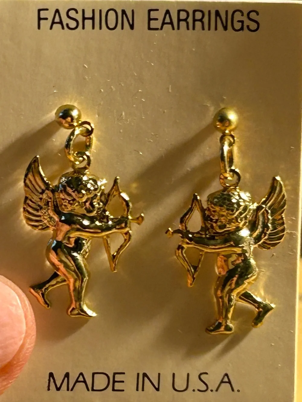 30 PAIRS Gold tone Cupid Drop Earrings -