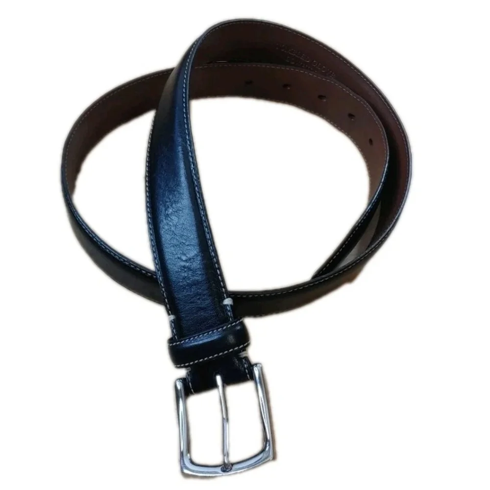 Torino Tumbled Glove Leather Belt Men Sz 36 Black Square Nickel Buckle Western