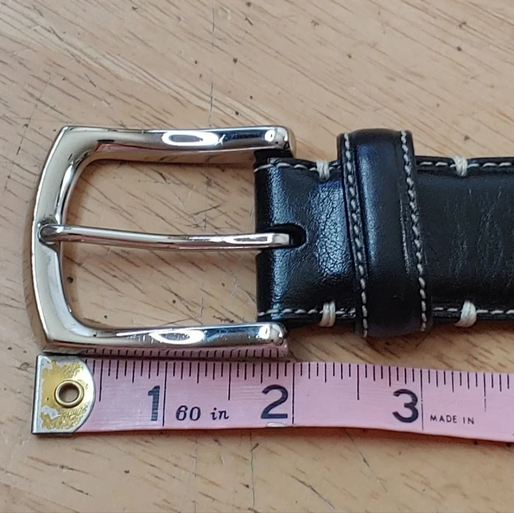 Torino Tumbled Glove Leather Belt Men Sz 36 Black Square Nickel Buckle Western