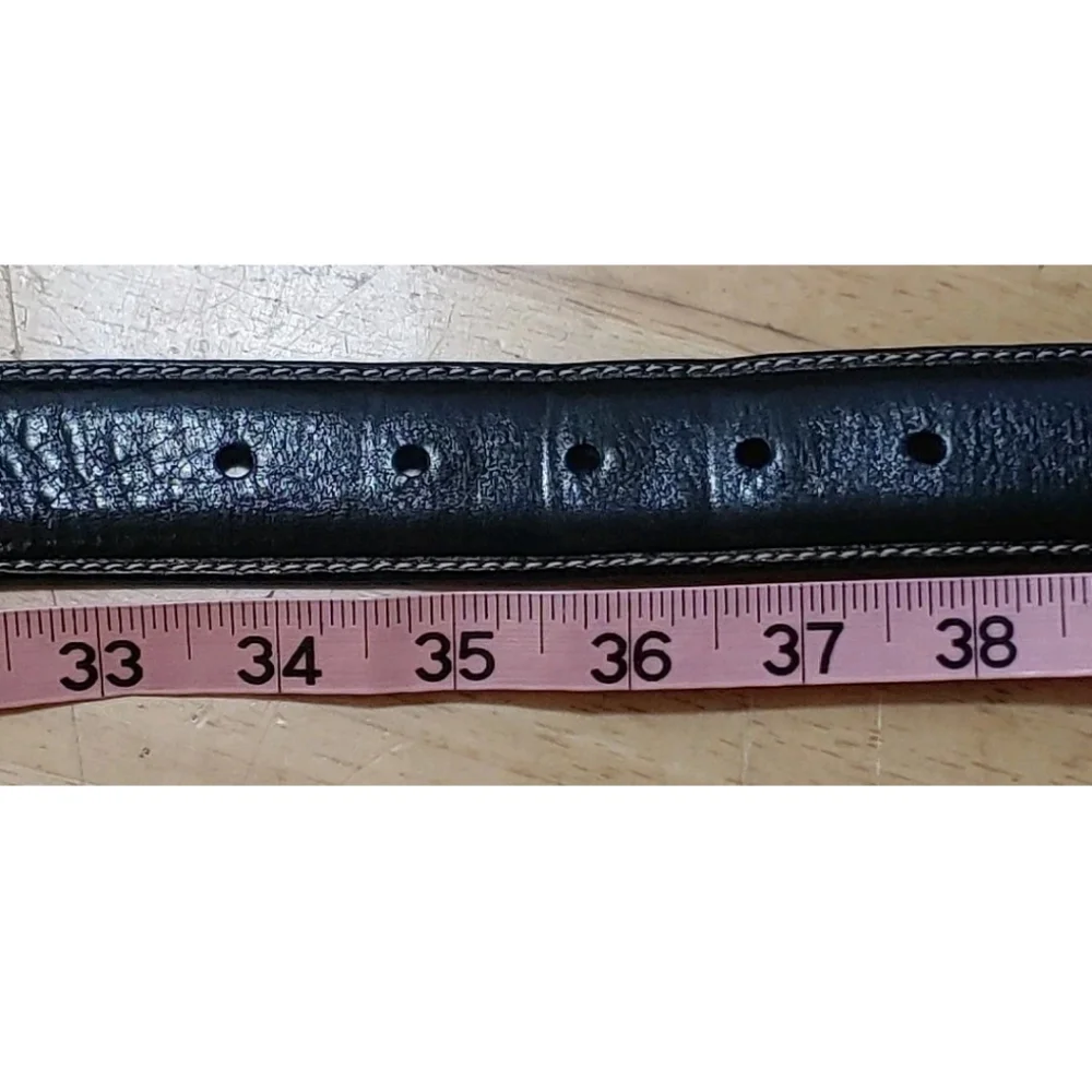 Torino Tumbled Glove Leather Belt Men Sz 36 Black Square Nickel Buckle Western