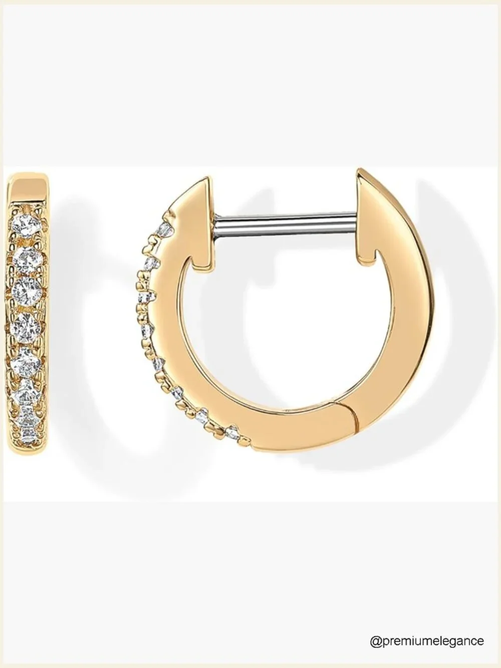 14K Gold Plated Cubic Zirconia Huggie Stud Earrings Cuffs