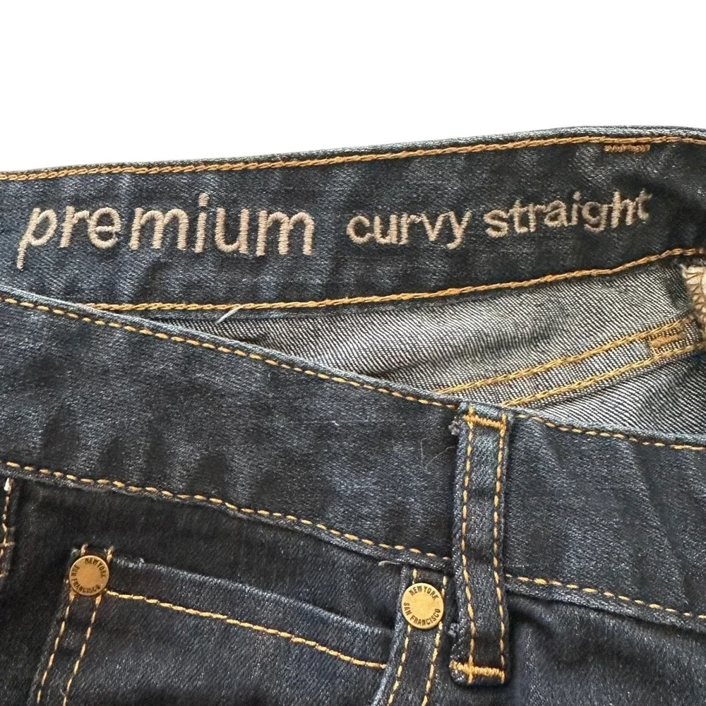 Gap Premium Curvy Straight Jeans Womens 10/30s Dark Indigo Blue Mid Rise Stretch
