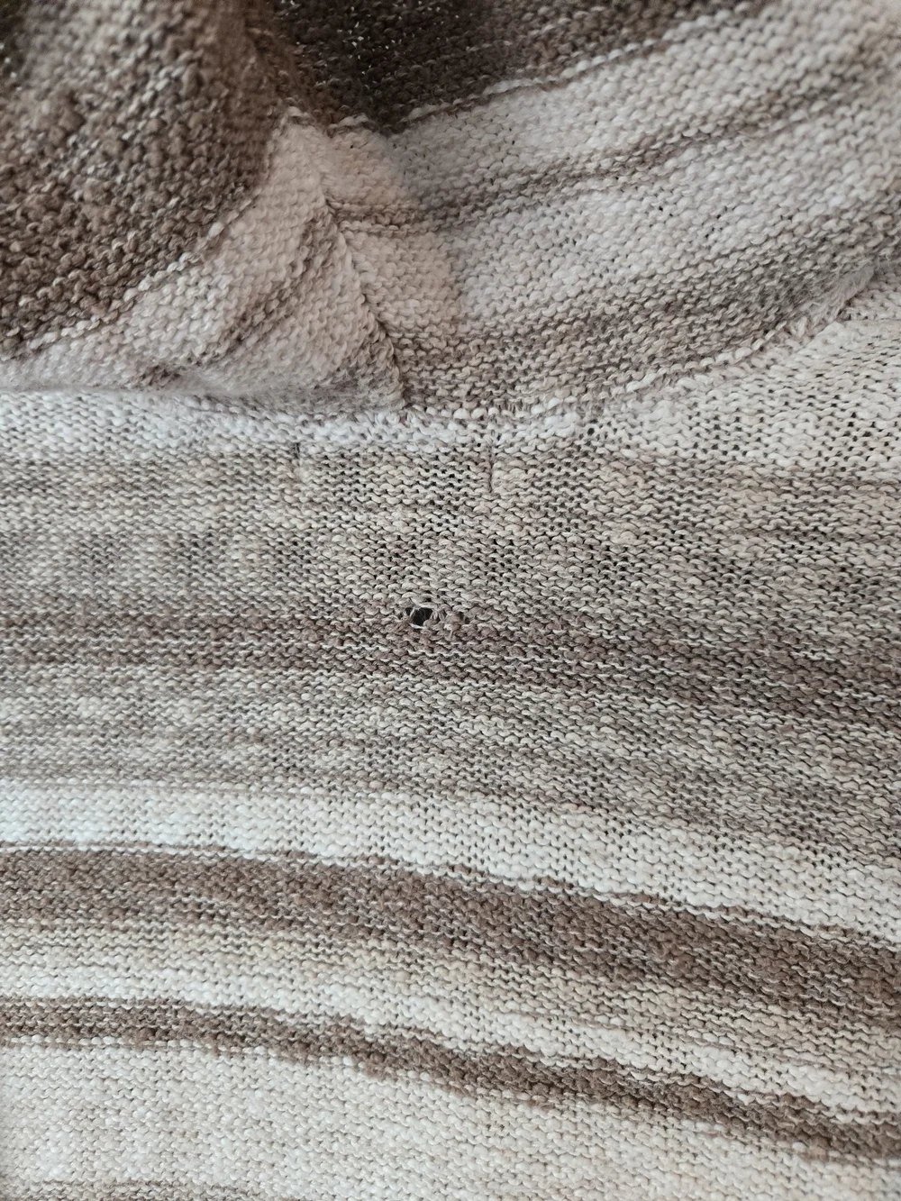 Style & Co Woman Striped Knit Hoodie Sweater Beige Brown Curved Hem Flaw 2X