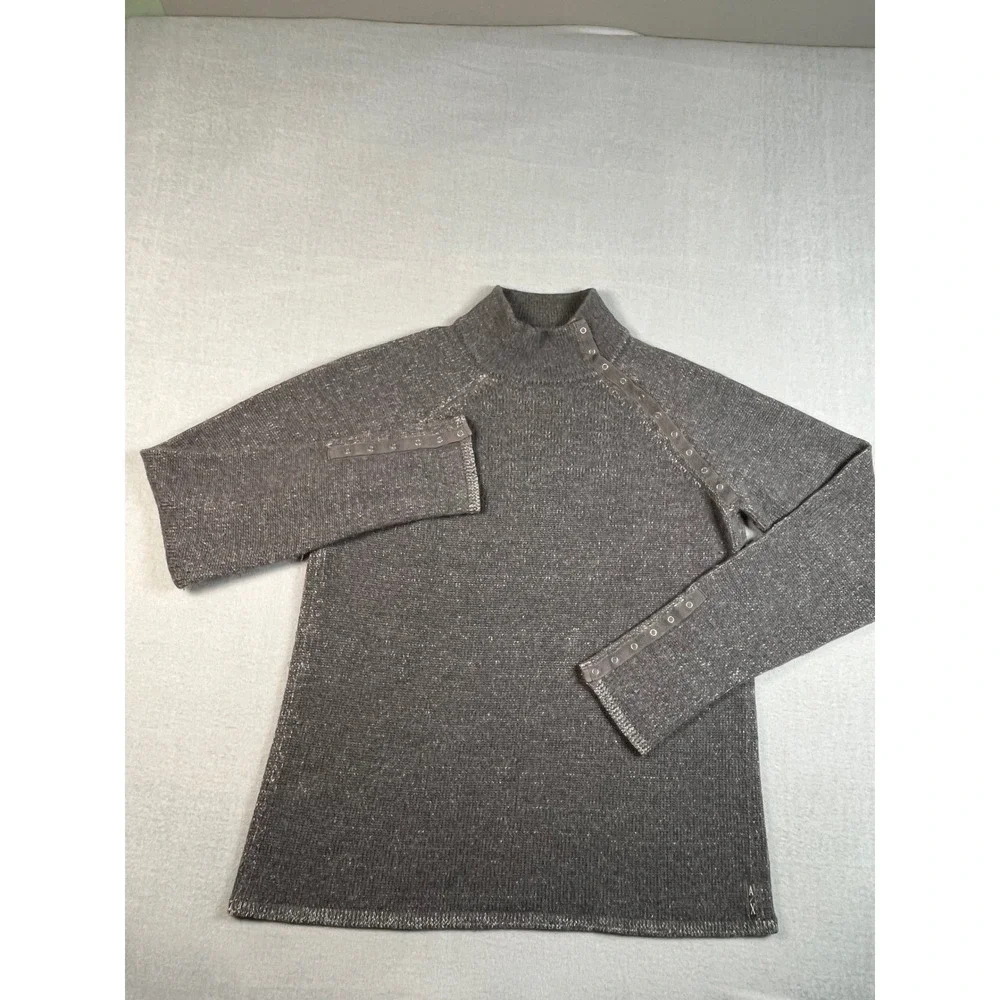 AXS Performance Mock Neck Snap Pullover Sweater Sparkle‎ Heather Gray Women's M