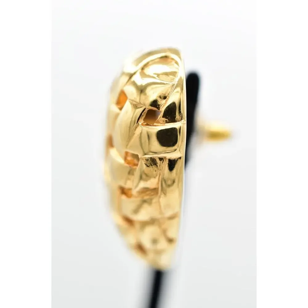 Vintage Big Weaved Heart Earrings Post Gold Tone Puffy Chunky Bold 1980s BinBK