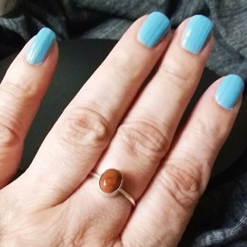 2/$25!!! Dainty Minimalist - Copper Goldstone 8.75 - Semi-Precious Stone Rings
