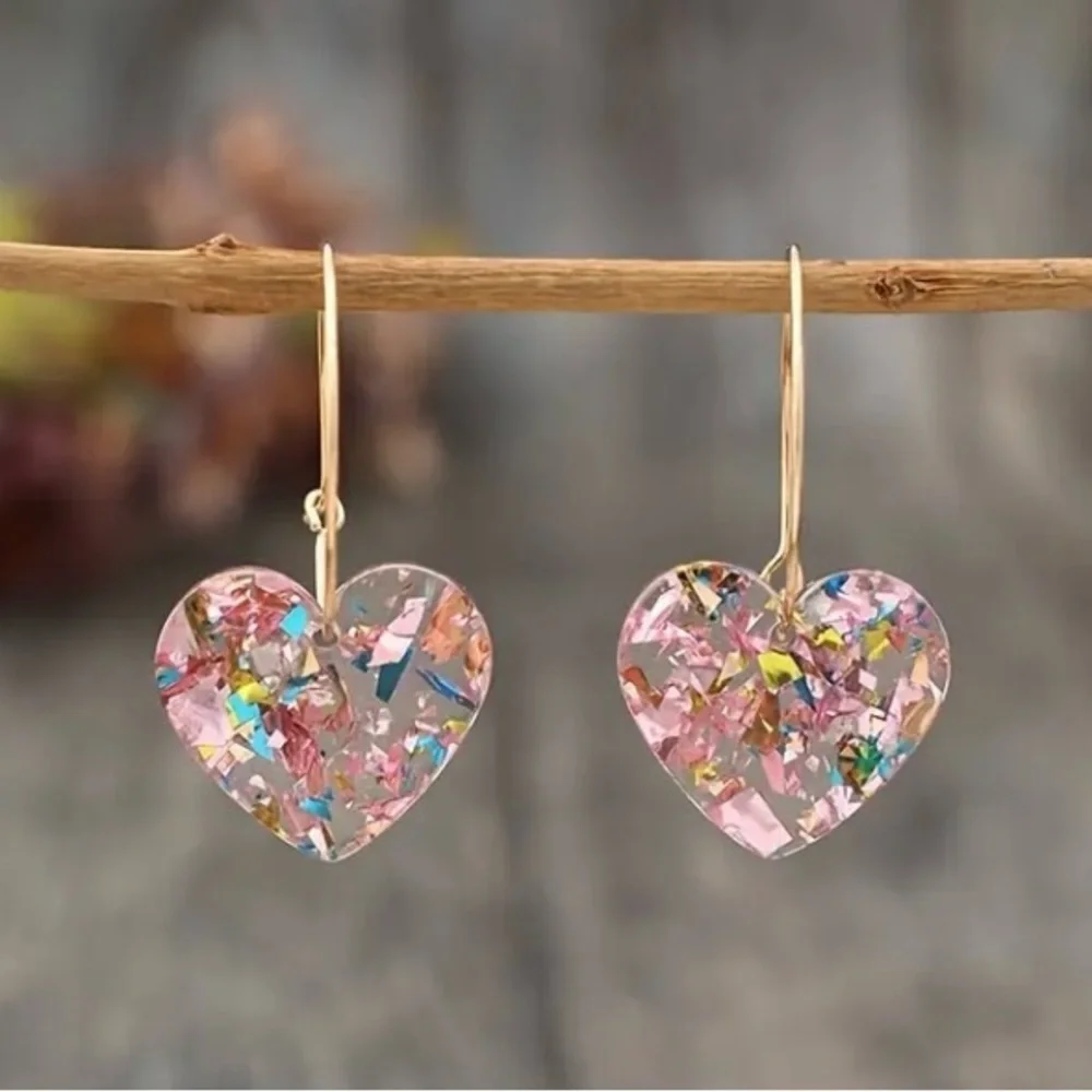 ✨Zara Murano Light Pink Heart Earrings