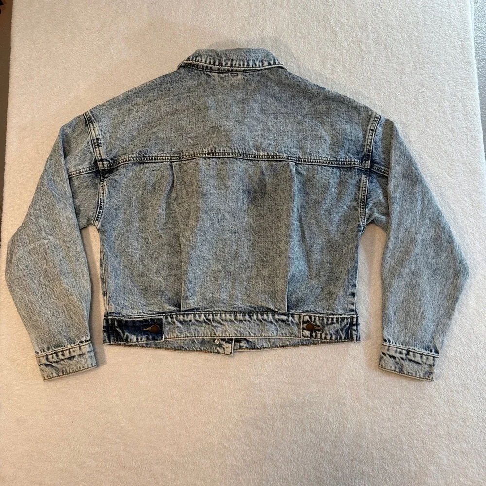 Empyre Acid Wash Denim Jacket Blue XS Cropped Trucker Jean Jacket Cotton