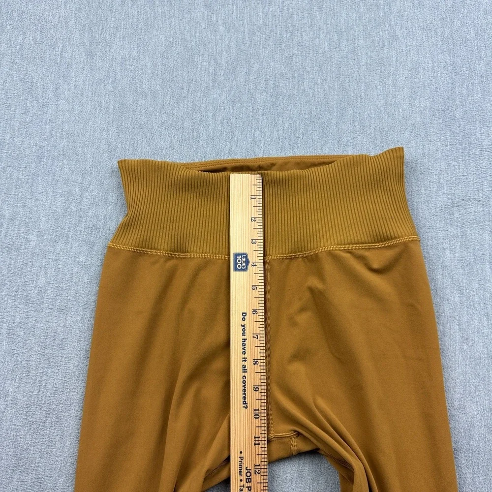 Vuori Leggings Womens Large Gold Rib Studio High Waist Yoga Gym Performance Pant