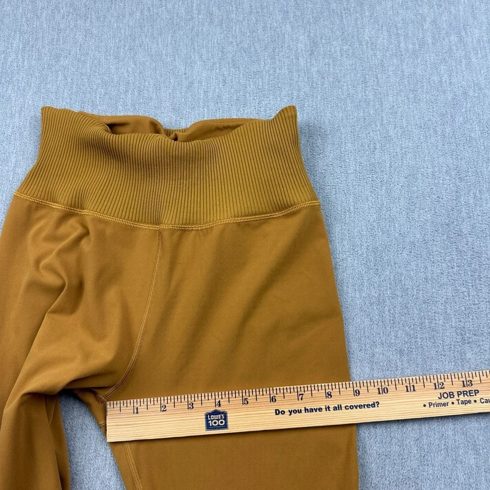 Vuori Leggings Womens Large Gold Rib Studio High Waist Yoga Gym Performance Pant