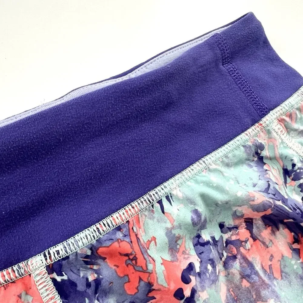 Ivivva By Lululemon Blue Purple Coral Floral Print Speedy Workout Short Girl 12