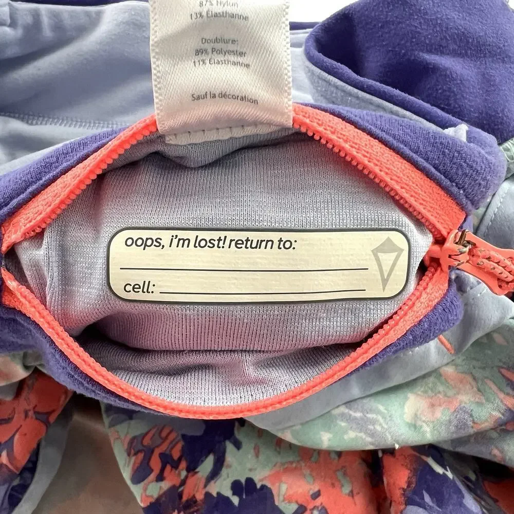 Ivivva By Lululemon Blue Purple Coral Floral Print Speedy Workout Short Girl 12