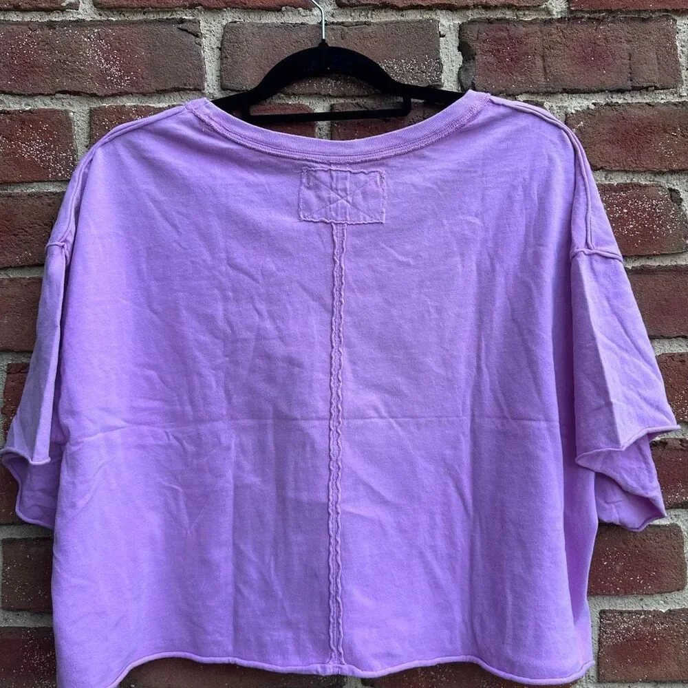 Free People We The Free Fade Into You Crop Boxy Pocket Tee Orchid S NEW