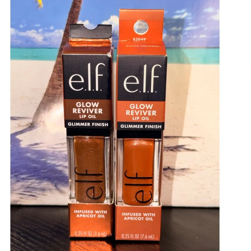 ELF Glow Reviver Lip Oil Glimmer Finish Chocoluxe Super-Neutral 2 Pack