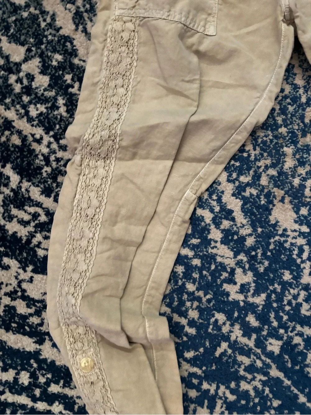 Sundance size 6 tan Lace-Trim Linen Cargo Joggers worn once