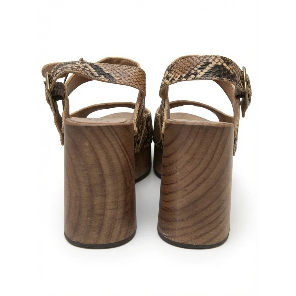Free People Belem Sandals Women's EU 38 Snake Print Platform Clog Heels Boho