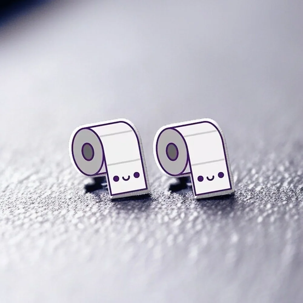 Quirky Toilet Paper Stud Earrings - Humor for Your Ears! 🧻 NWT Funny Studs