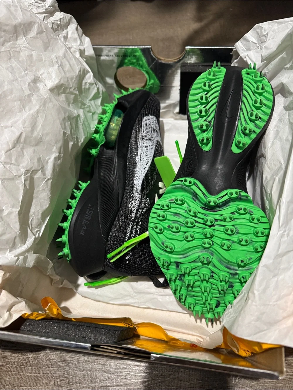 Off-White Black and Green Running Sneakers