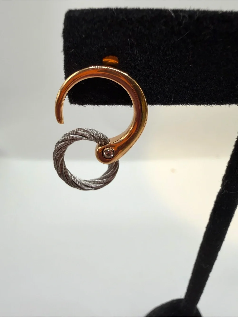 Charriol Two-Tone Rose Gold and Silver Circle Drop Earrings