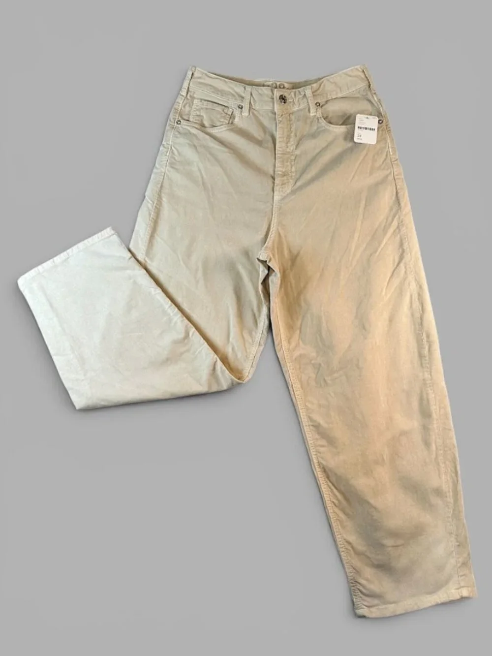 NWT Free People We The Free Sz 28 Corduroy Barrel Jeans High Rise Ivory