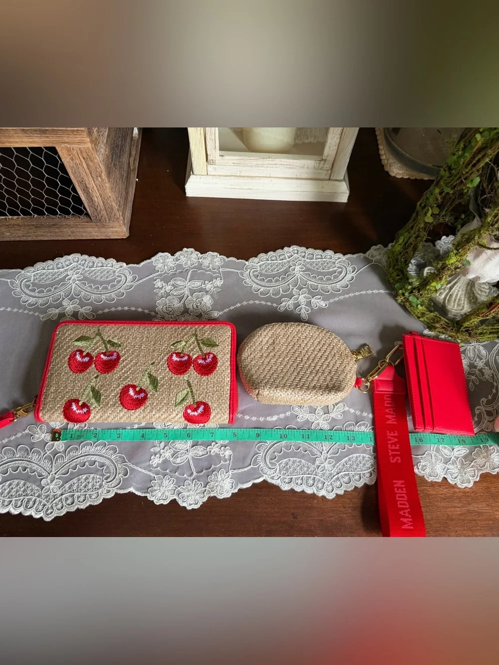 Steve Madden playful embroidery red