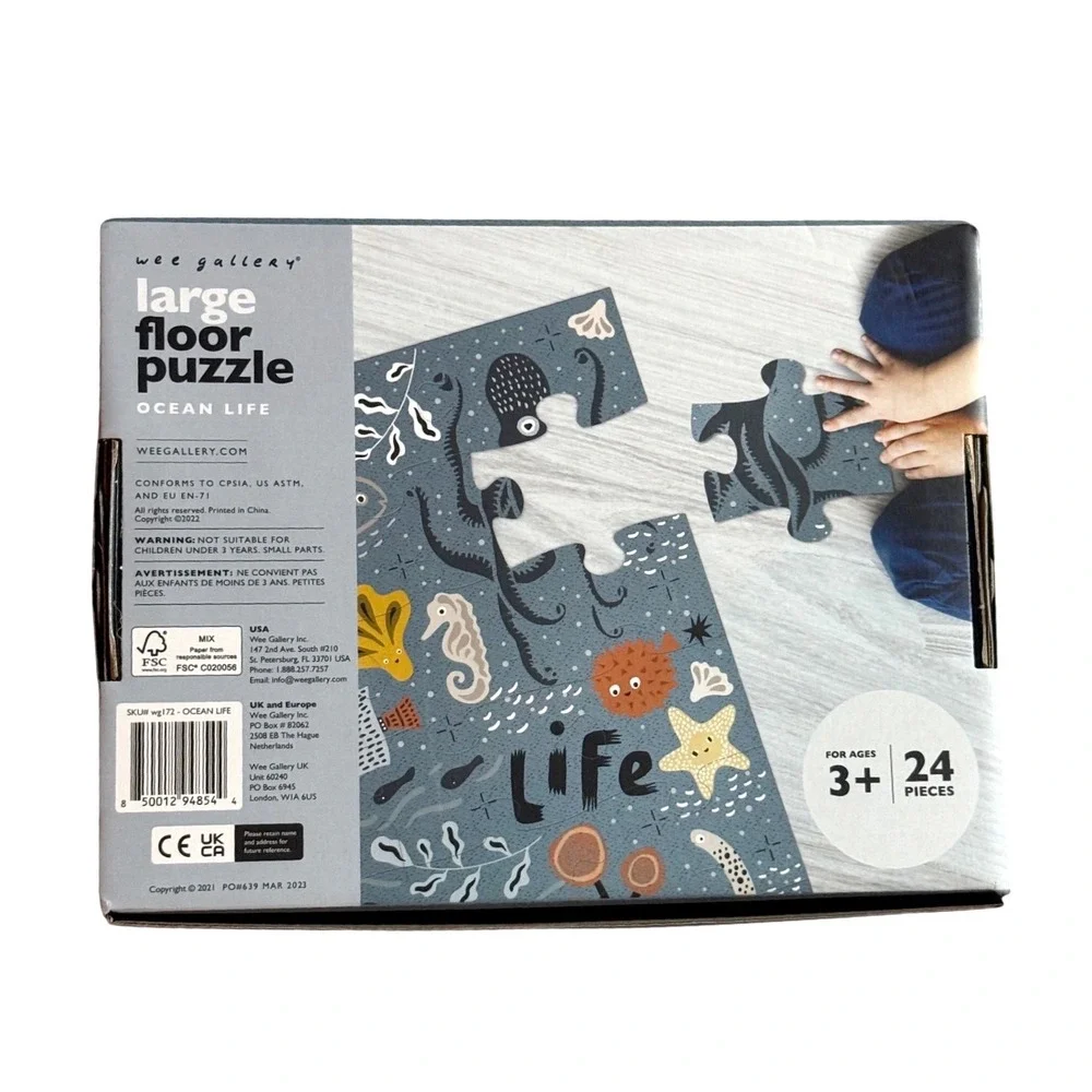 Wee Gallery Montessori Ocean Life Large Floor Puzzle 24 Pieces Open Box NEW