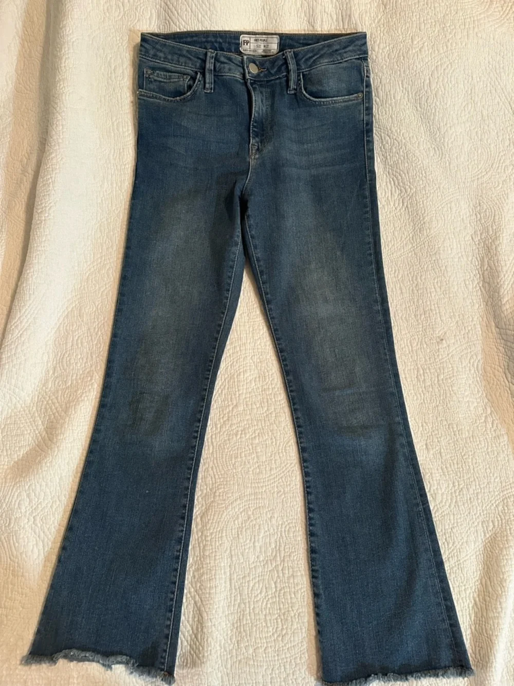 Free People W27 Bootcut Denim Jeans with Frayed Hem