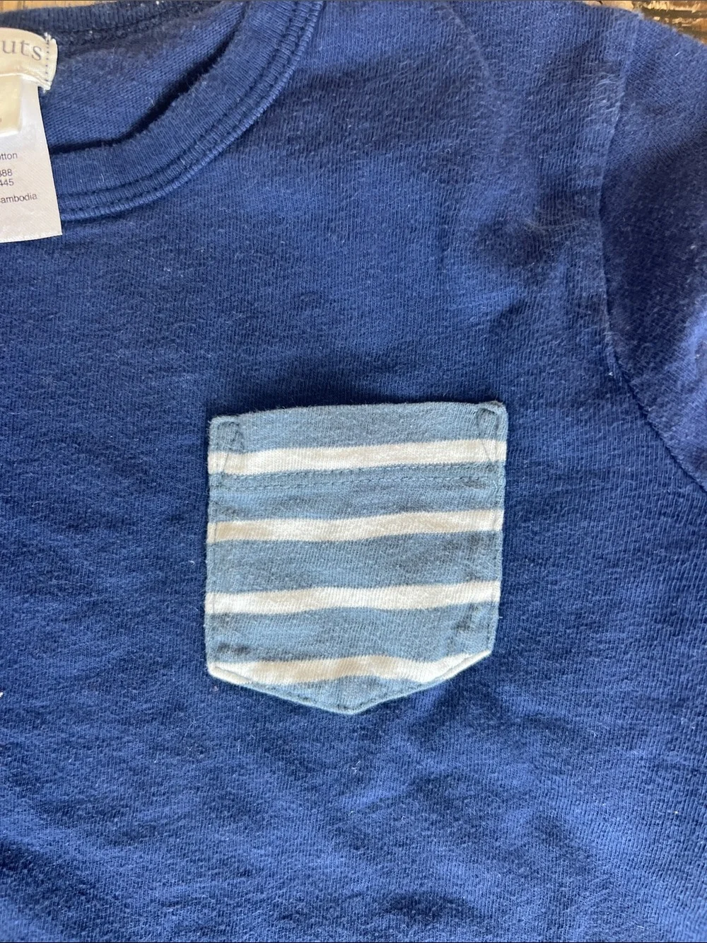 4/$12 Crewcuts Blue Long-Sleeve Tee with Striped Pocket