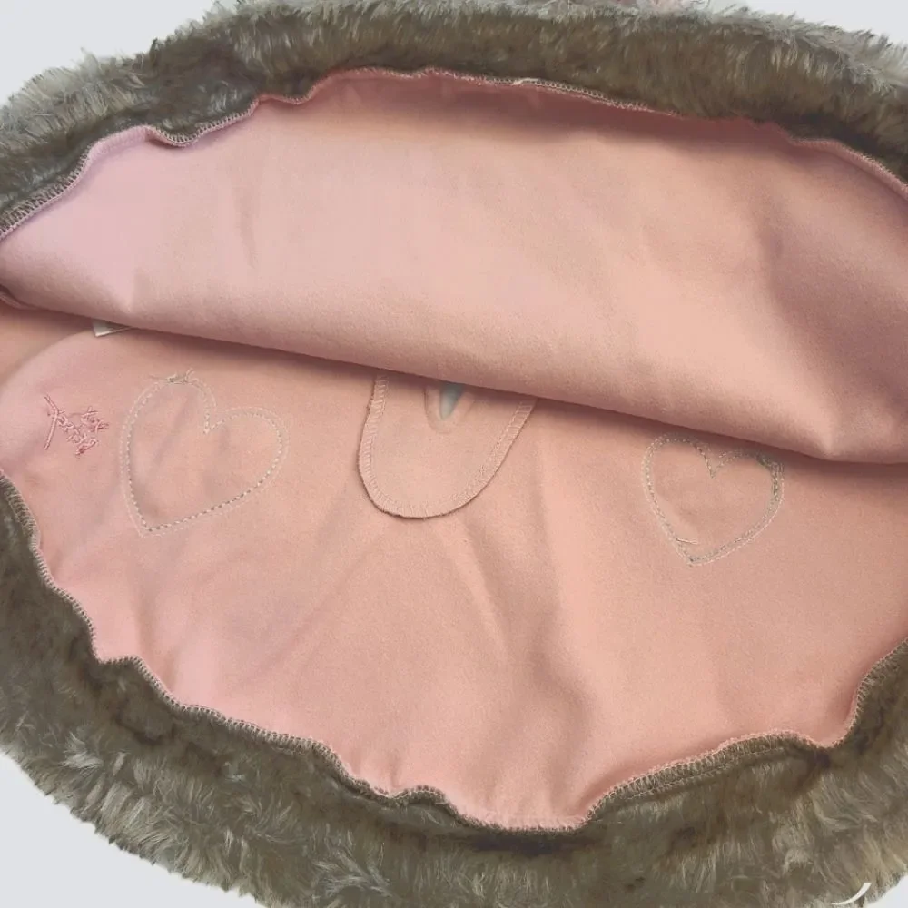 Betsey Johnson‎ Cape Hoodie Toddler Pink Felt With Hearts Faux Fur Sz 18 Mos