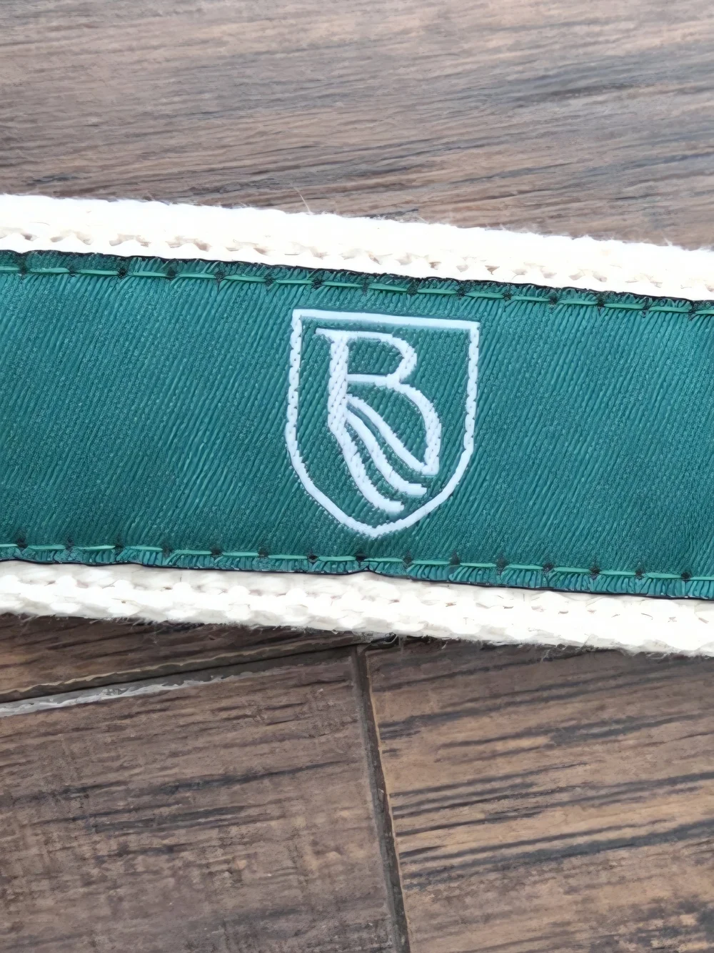 Moon Shine Green Stripe Canvas Leather-Trim Men's Belt