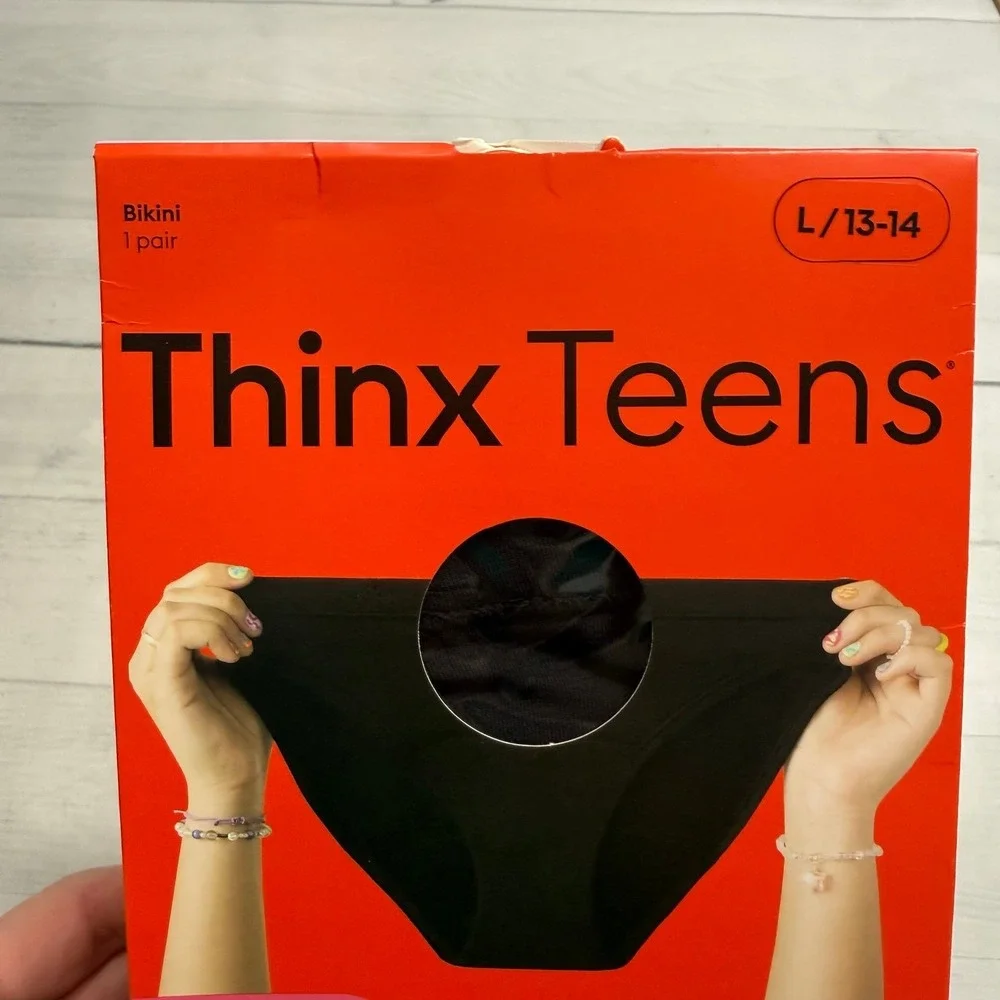Thinx‎ Teens period leakproof underwear large 13/14 black, NEW