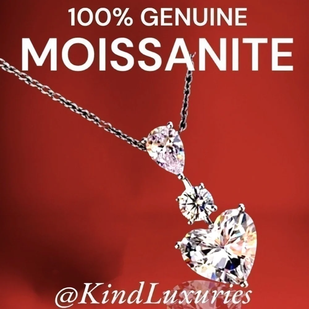 💎116💎 3.5 Ct Moissanite 925 Sterling Silver Heart‎ Pendant Necklace