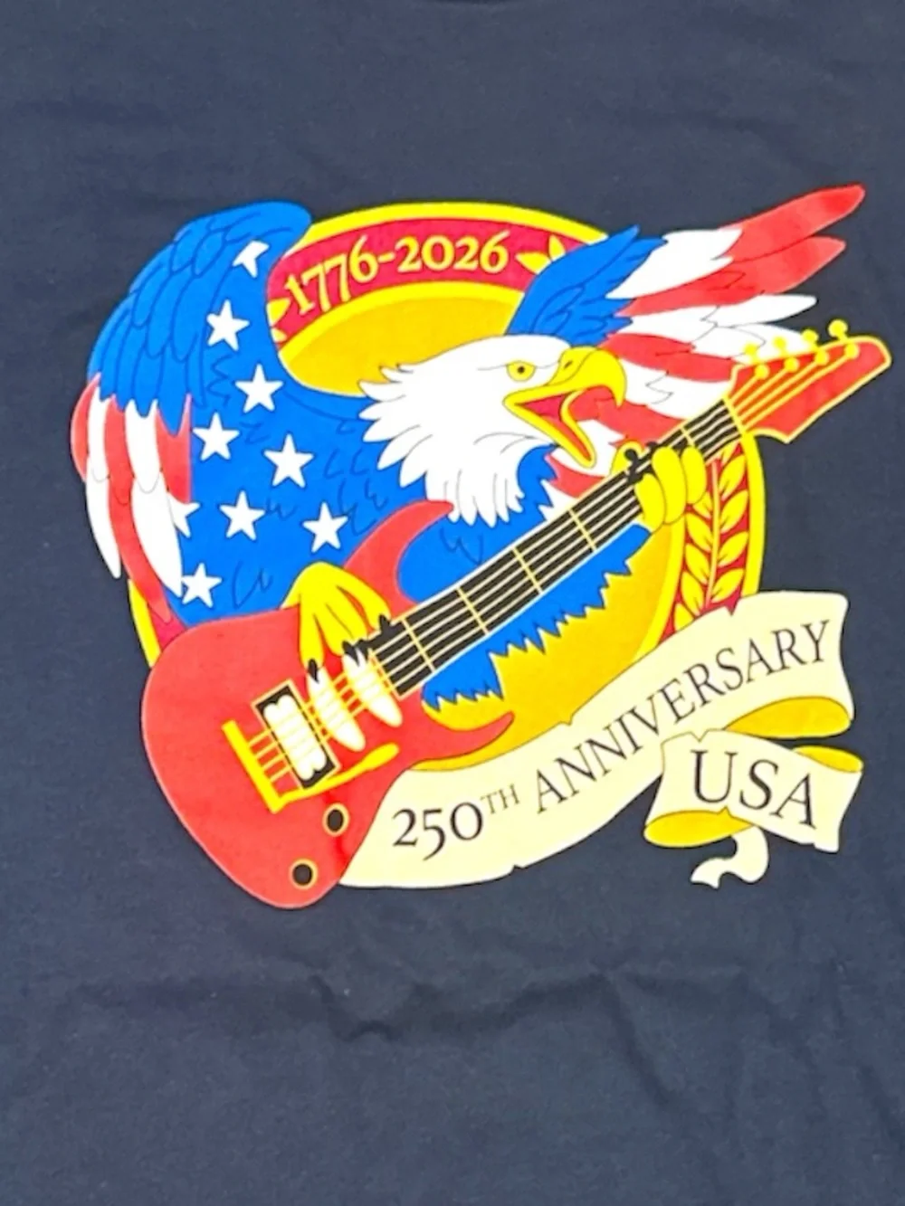 Hard Rock Youth USA 250th Anniversary T-Shirt Size L Navy Blue
