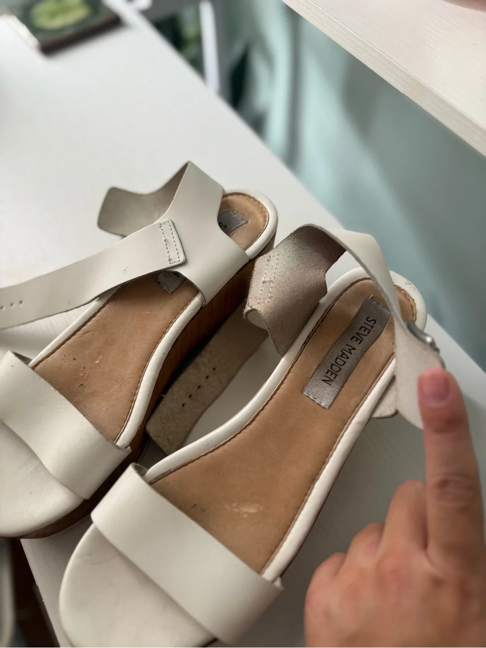 Steve Madden shown worn cream