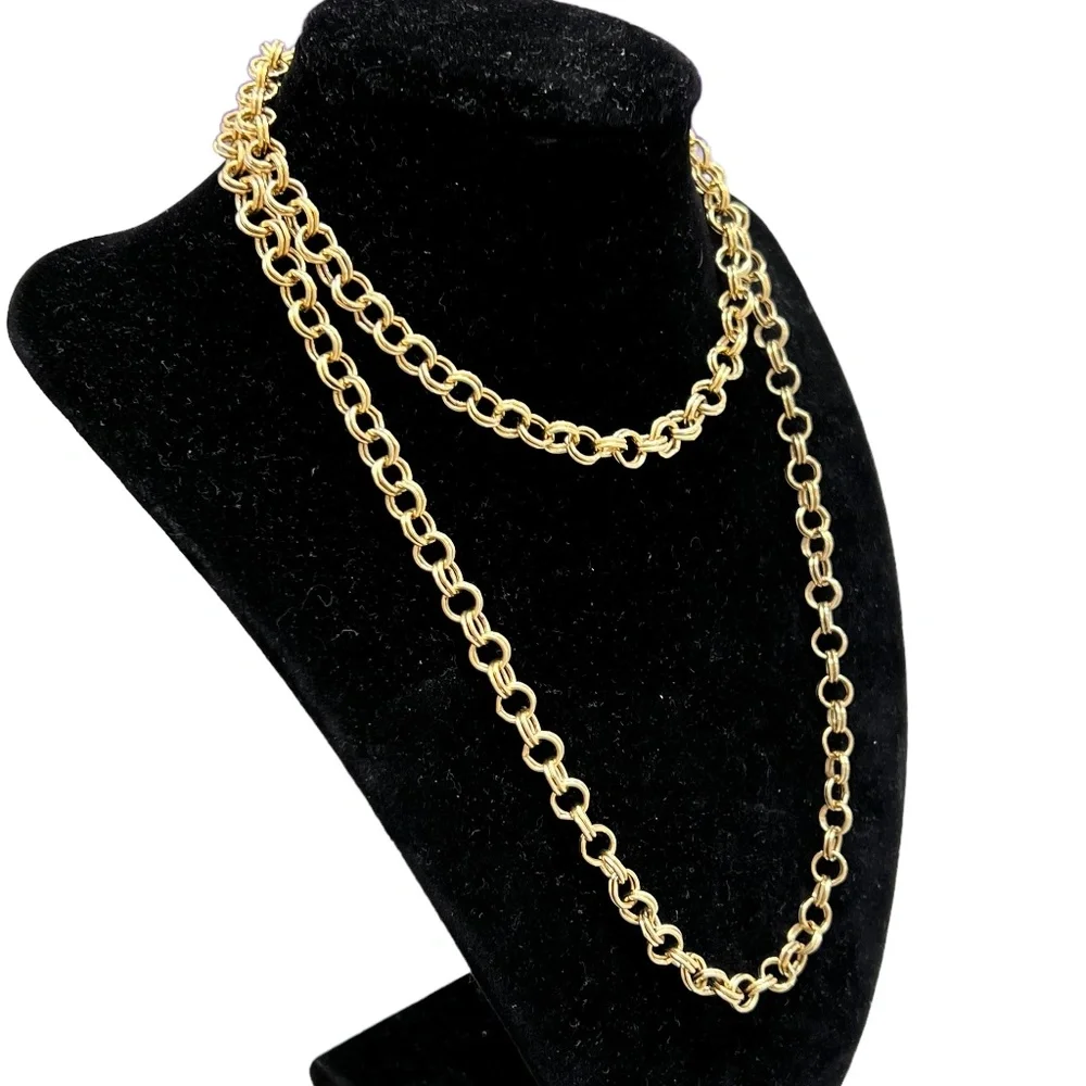 VINTAGE GOLD TONE DOUBLE LINK NECKLACE