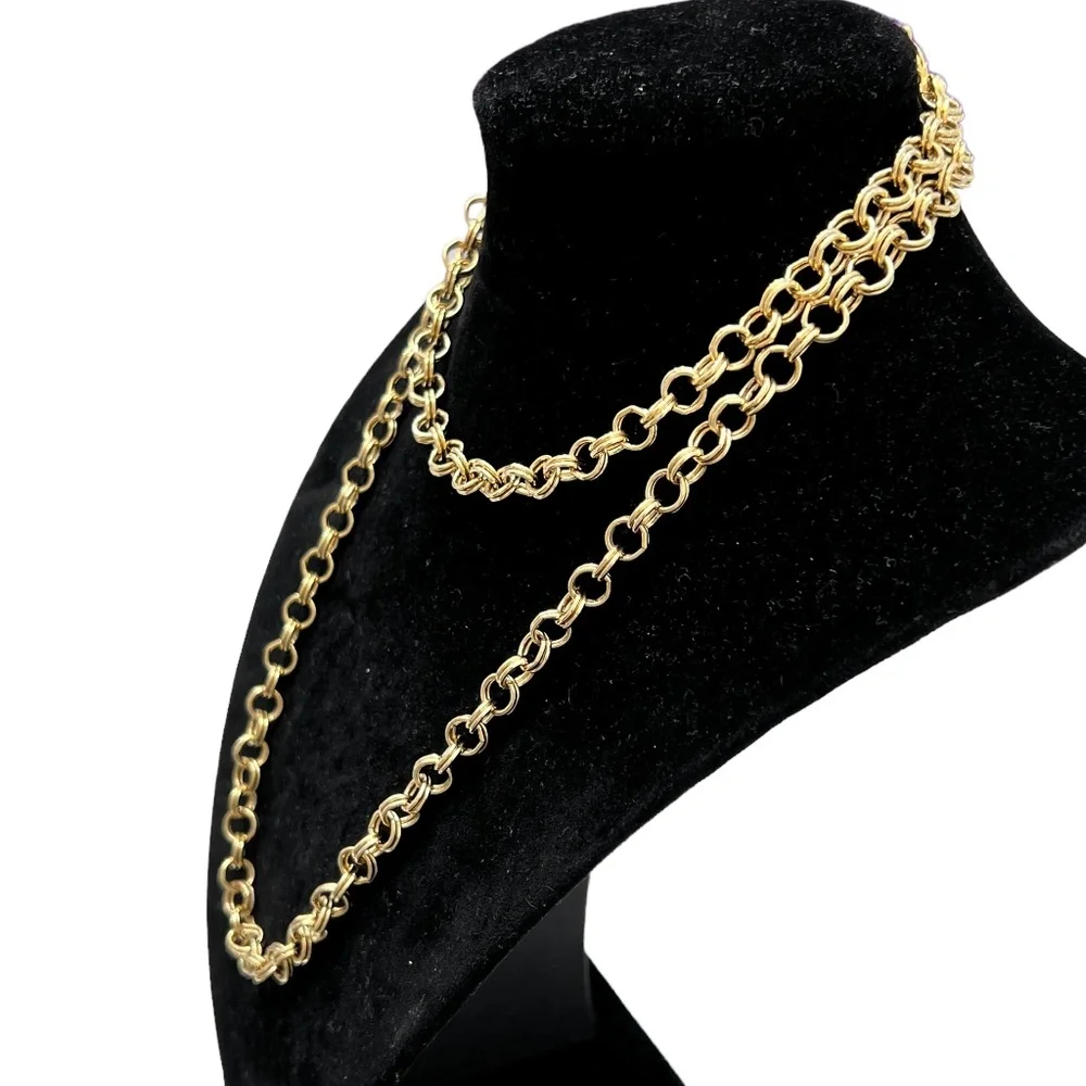 VINTAGE GOLD TONE DOUBLE LINK NECKLACE
