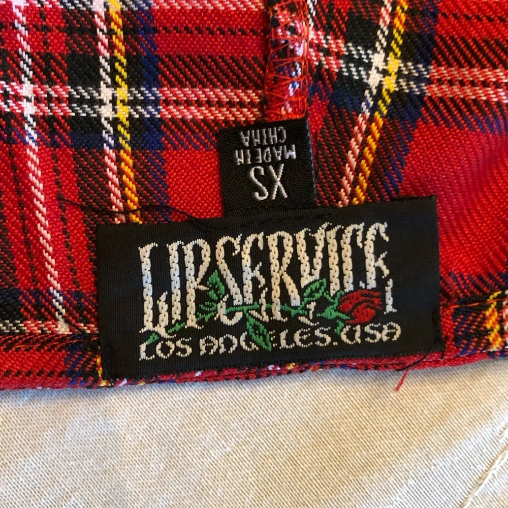 LIP SERVICE near vintage 2010 Punk and Disorderly kilt pin mini skirt