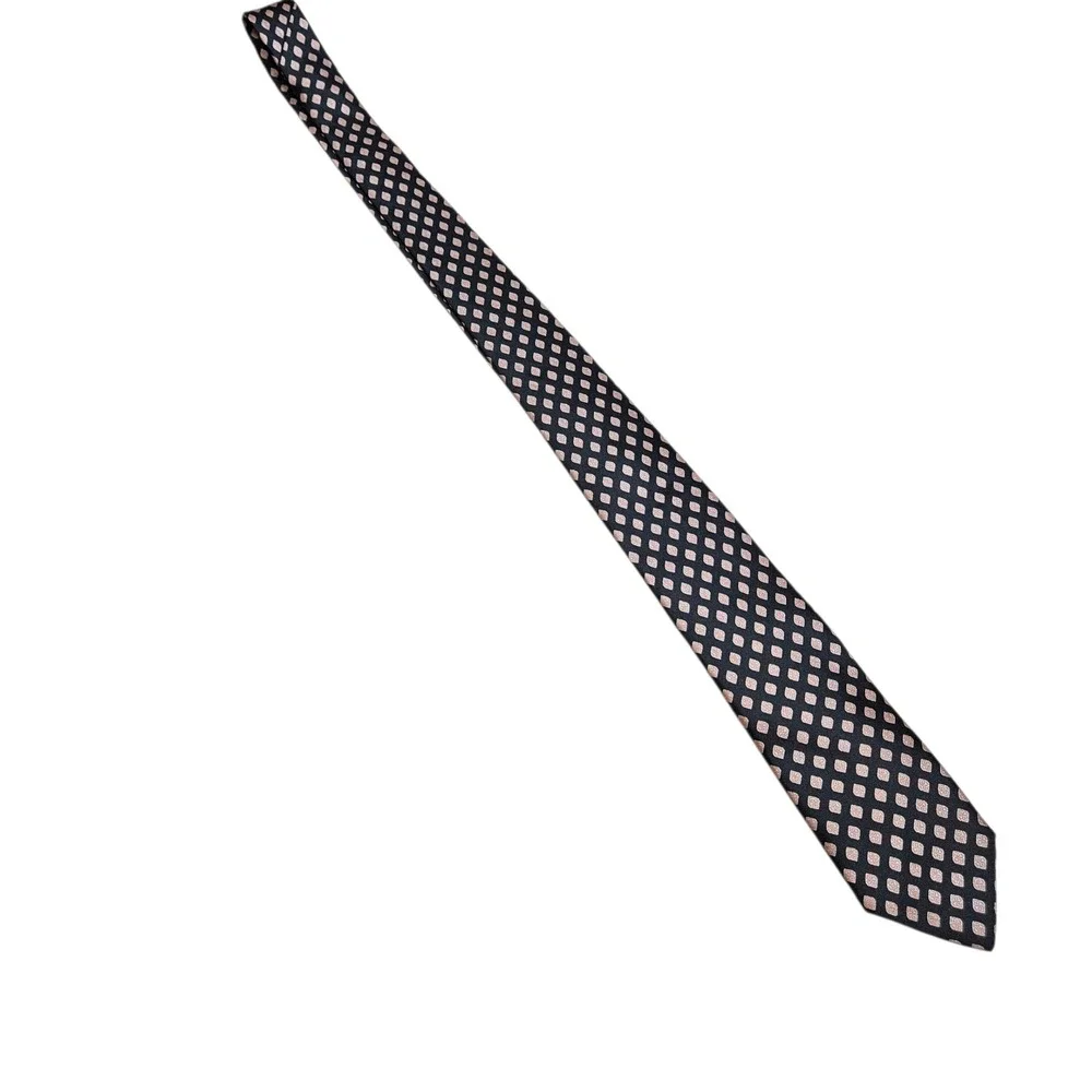 Giorgio Sant Angelo‎ Necktie Black with Bronze Geometric Squares All Silk