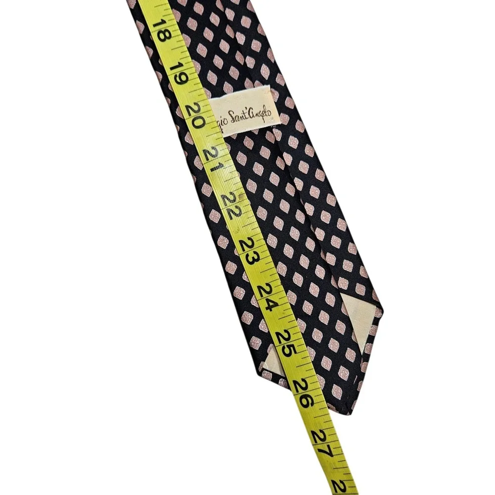 Giorgio Sant Angelo‎ Necktie Black with Bronze Geometric Squares All Silk