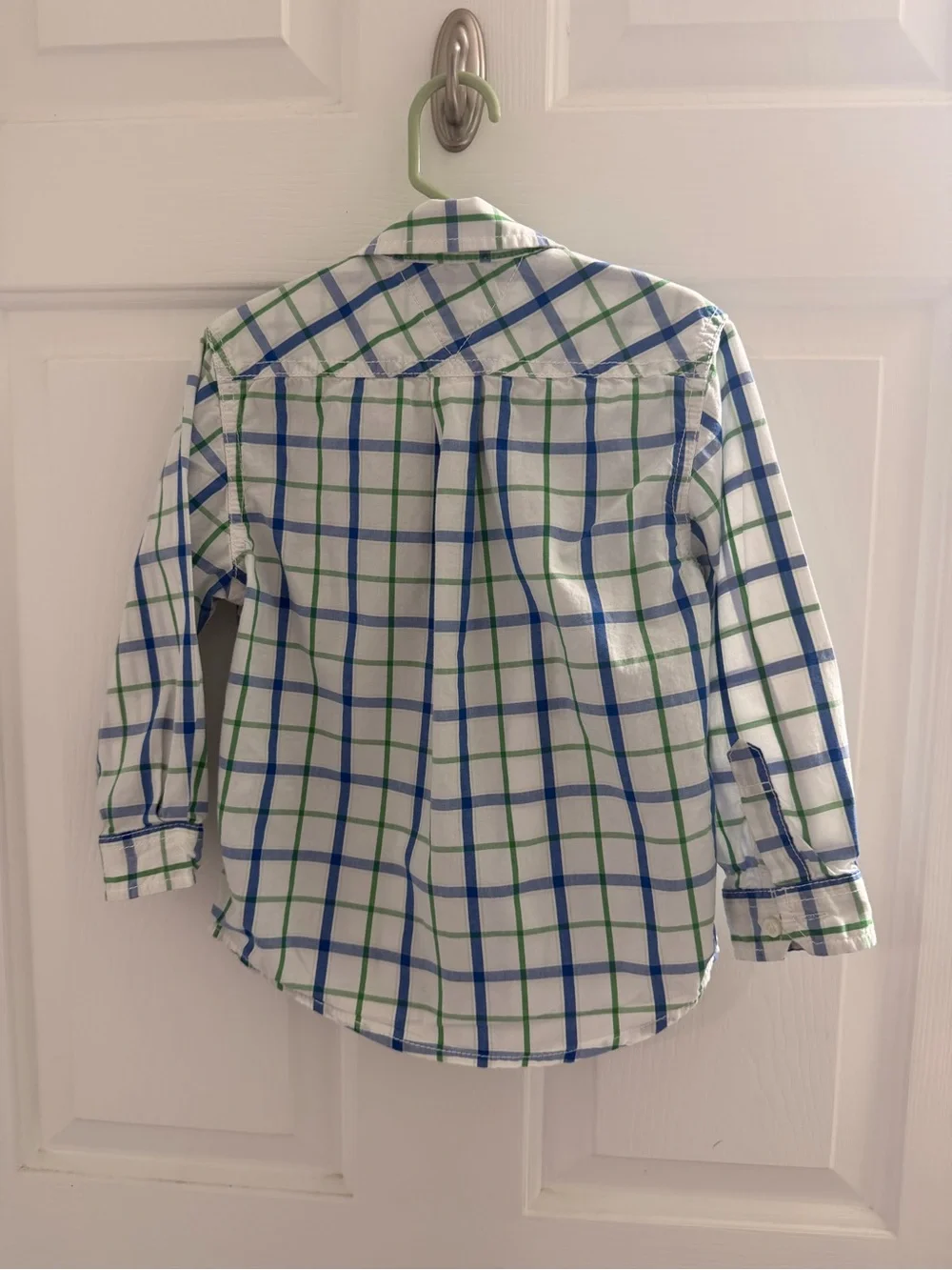 Tommy Hilfiger White Button-Down Shirt with Blue & Green Plaid