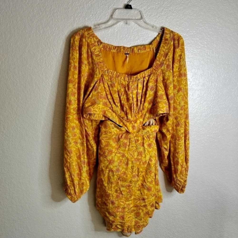 Free People Jael Printed Mini Dress In Golden Combo sz S