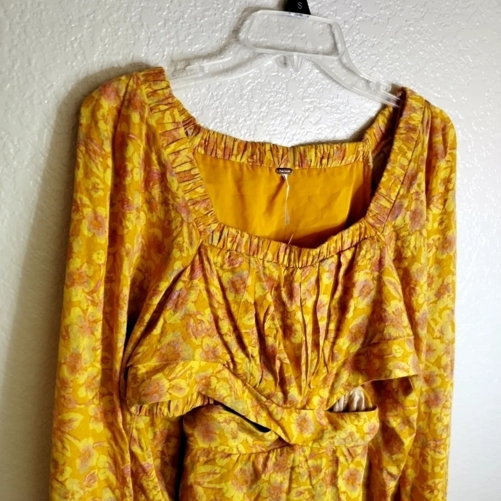Free People Jael Printed Mini Dress In Golden Combo sz S