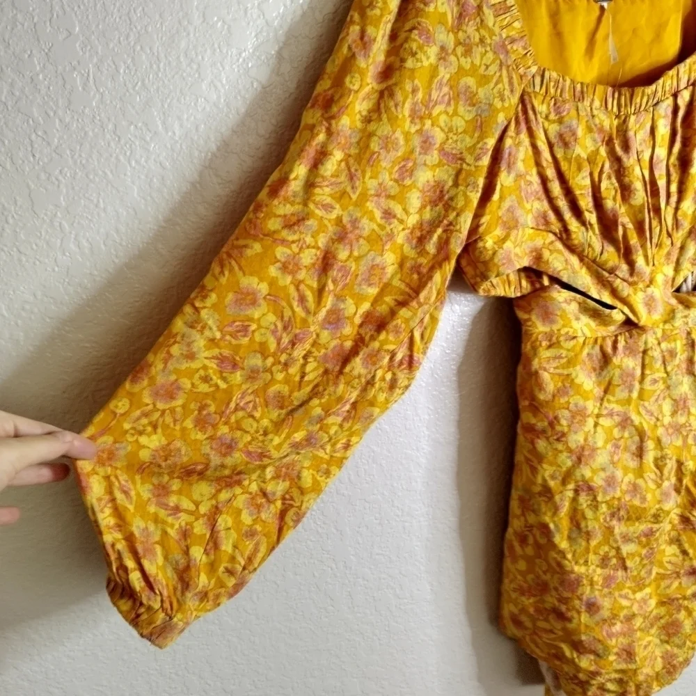 Free People Jael Printed Mini Dress In Golden Combo sz S