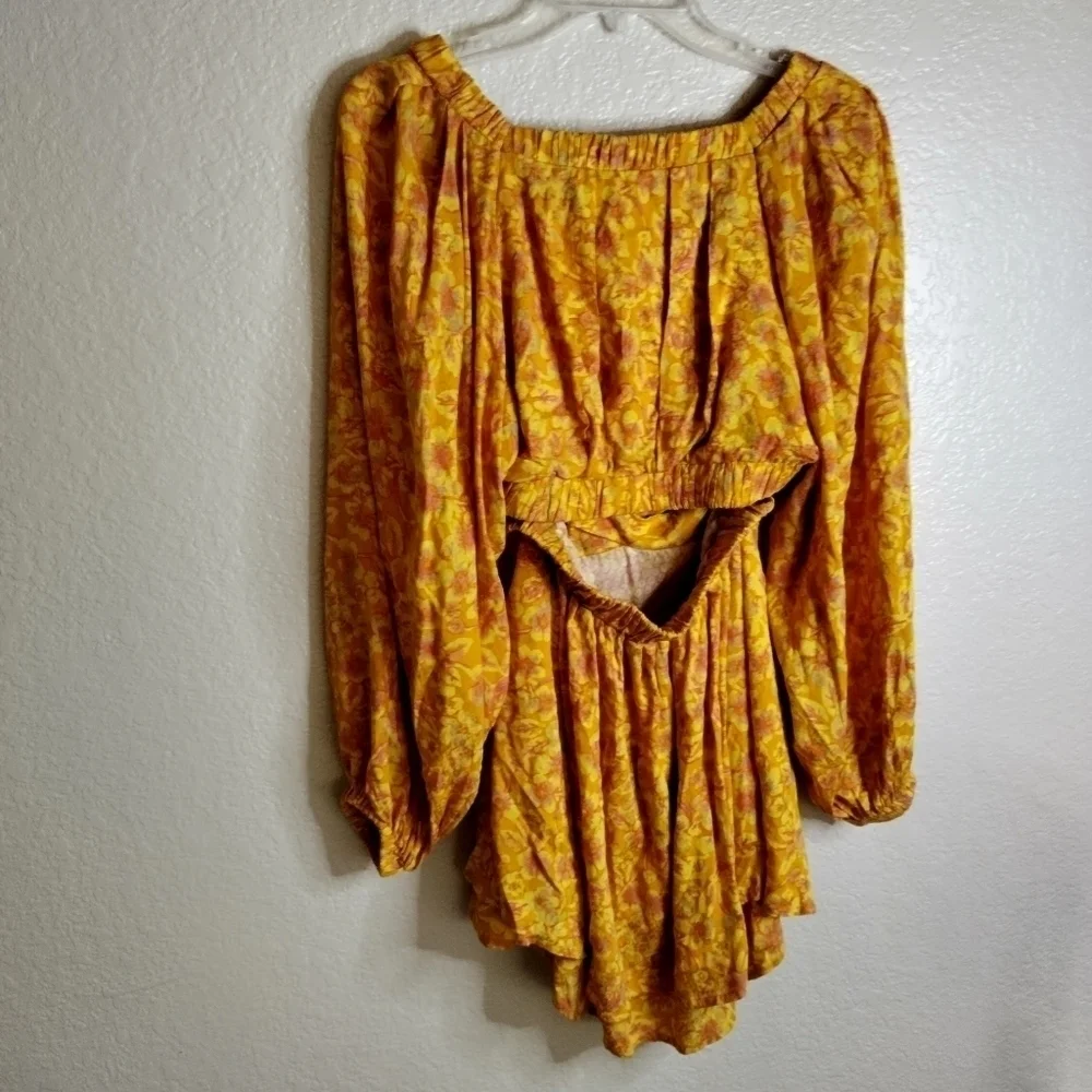 Free People Jael Printed Mini Dress In Golden Combo sz S