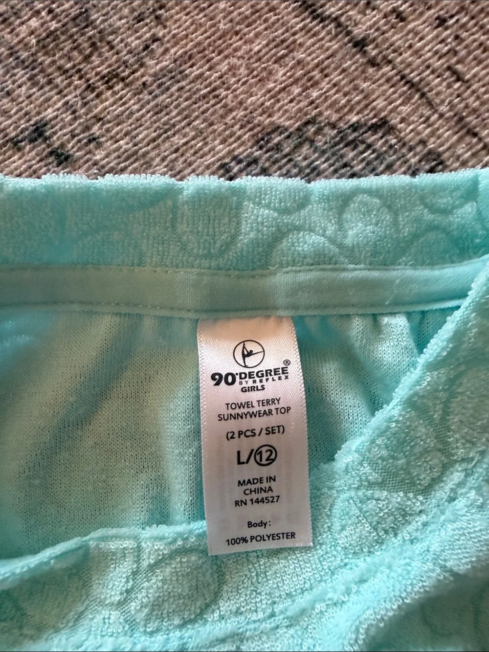 Reflex Mint Blue Floral Terry Short Pajama Set