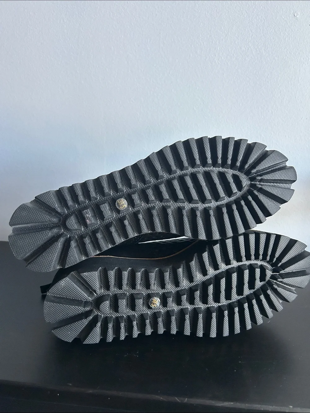 ALL BLACK  Perforated Platform Ankle Shoes 8 Black