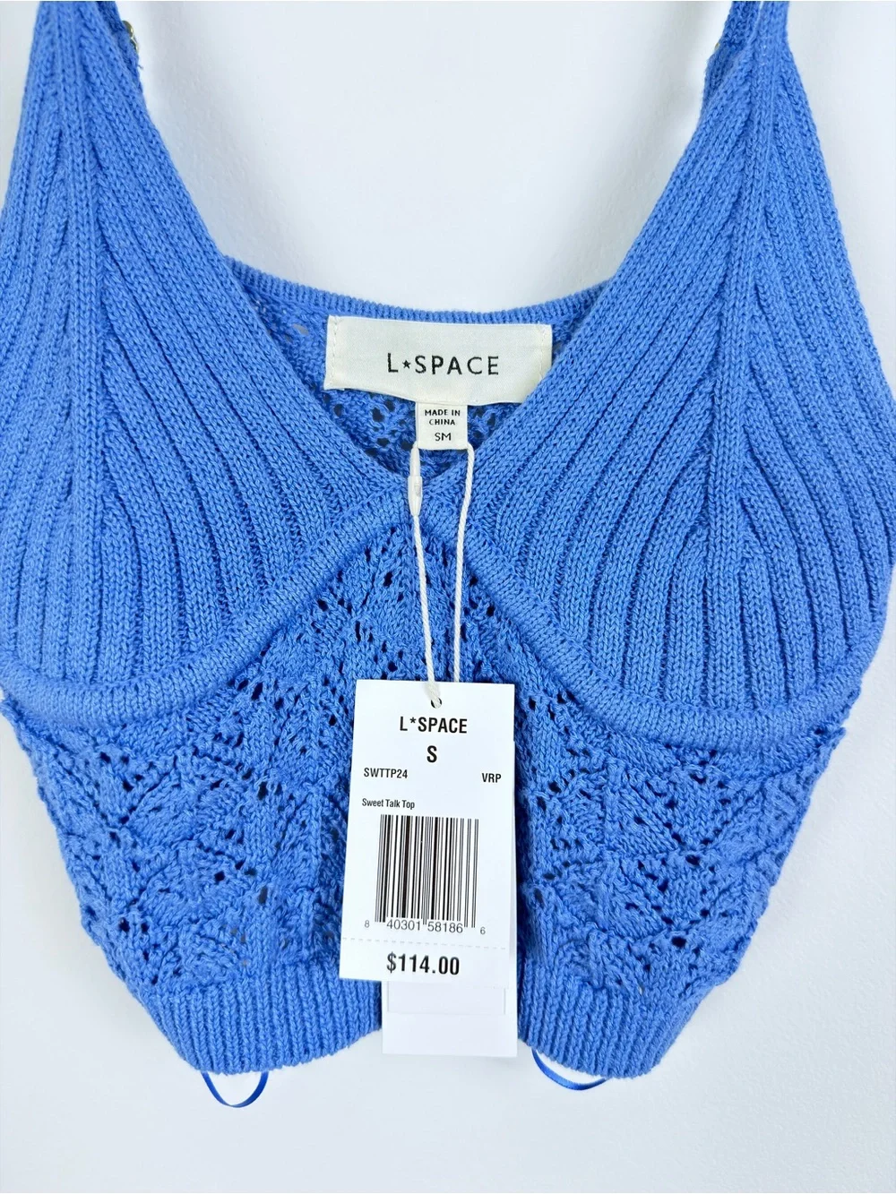 L*SPACE Sweet Talk Knit Set Blue NWT Top S Skirt XS